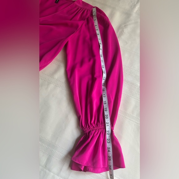 Aqua Vibrant Pink Blouse with Ruffle Details - Picture 11 of 11